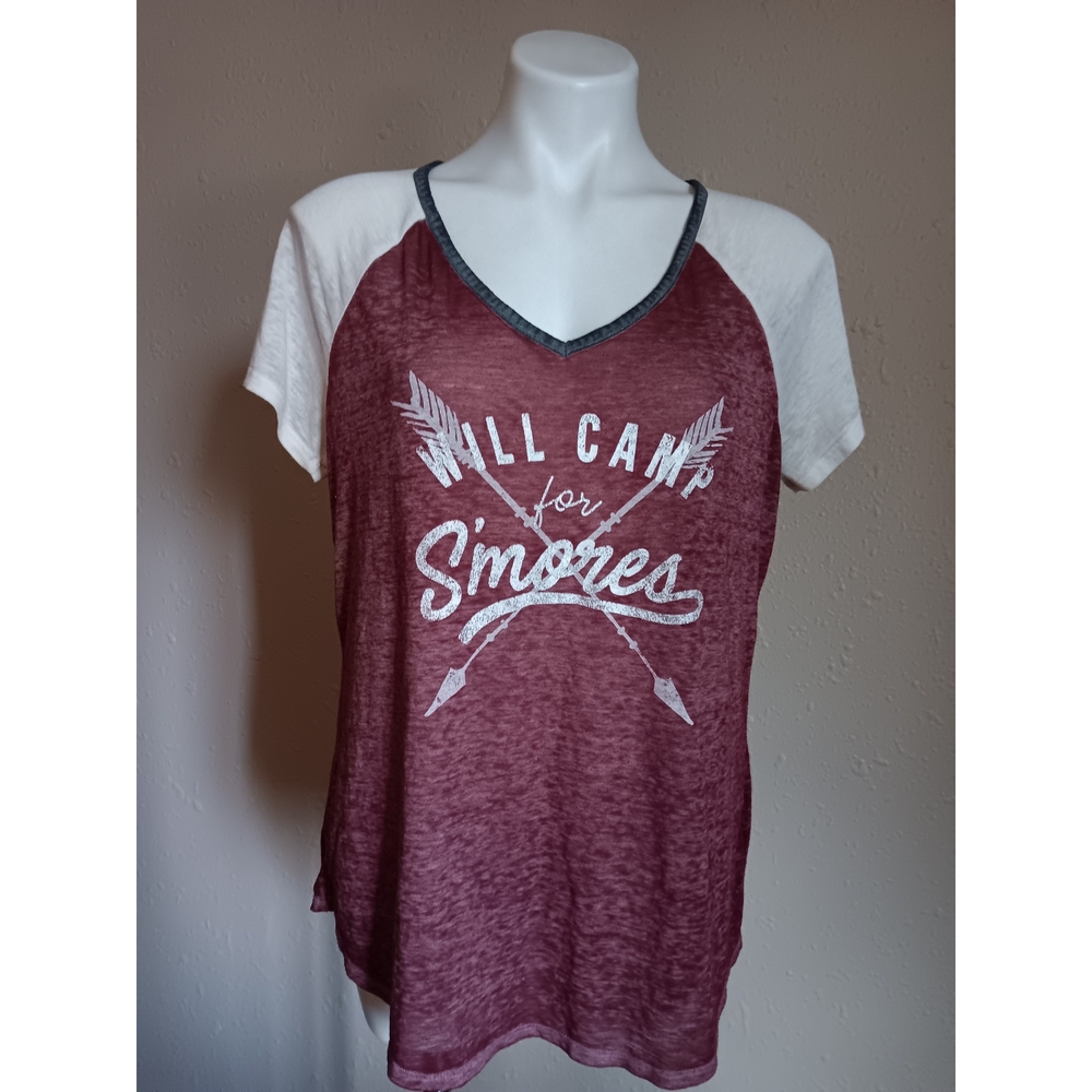 Maurices Burgundy and White S'mores Tee